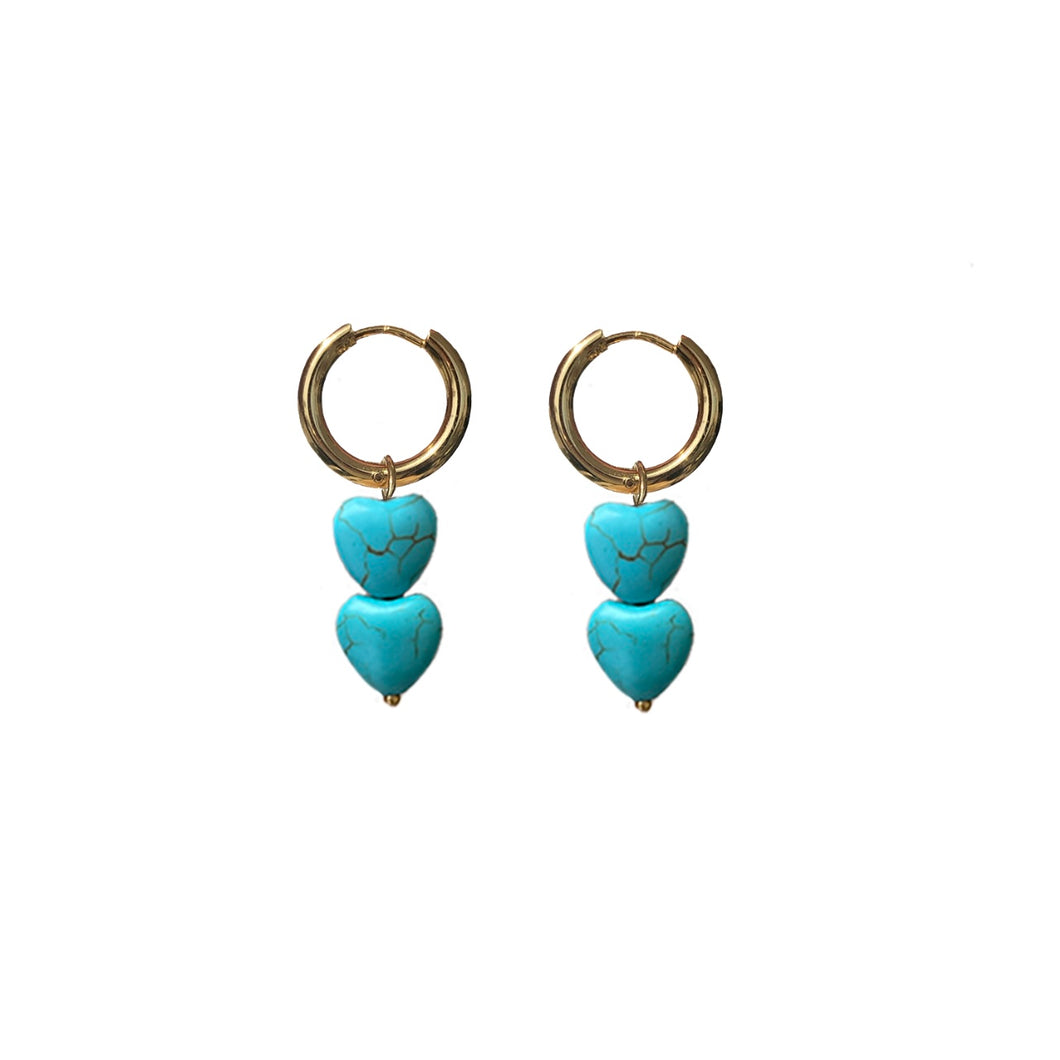 Aretes Double Heart Earrings